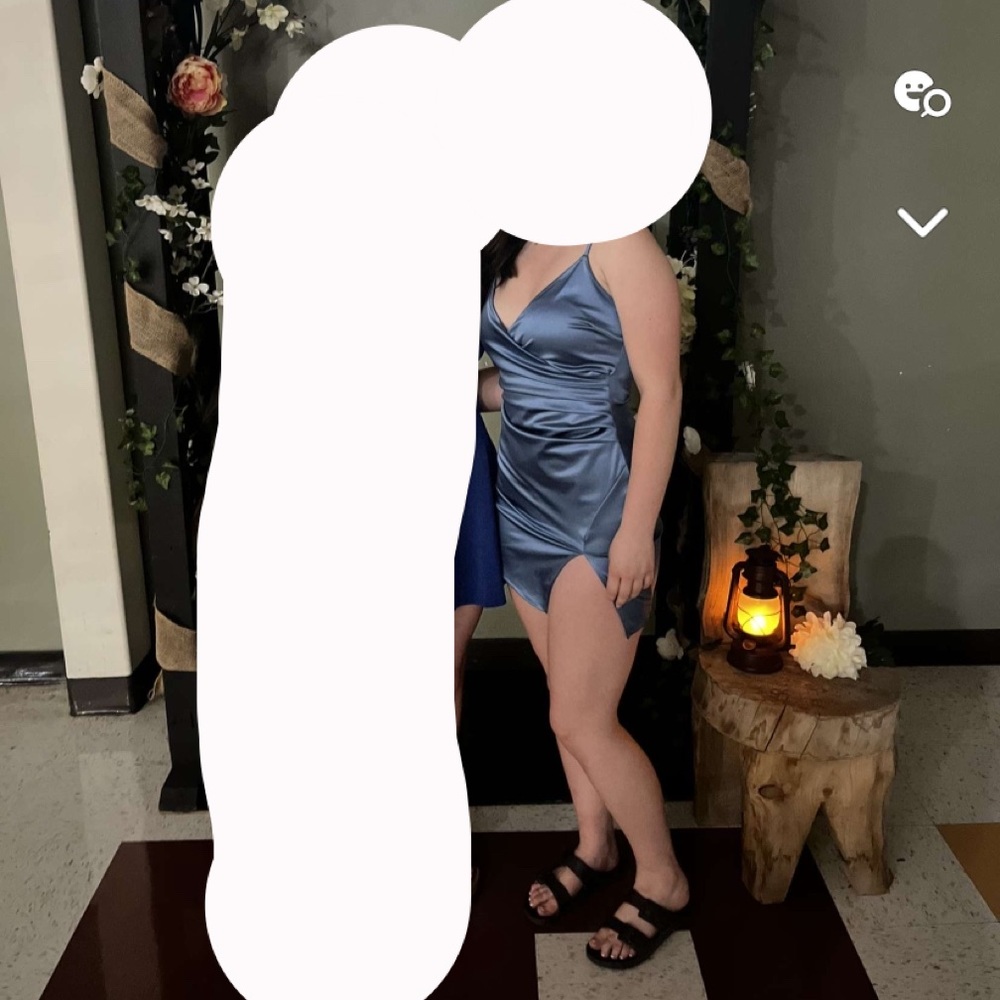 Satin blue dress